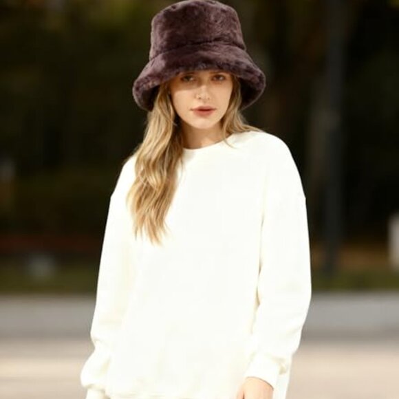 Faux Fur Bucket Hat Winter Warm Fluffy Satin Lining Unisex Classic Chic main image 6
